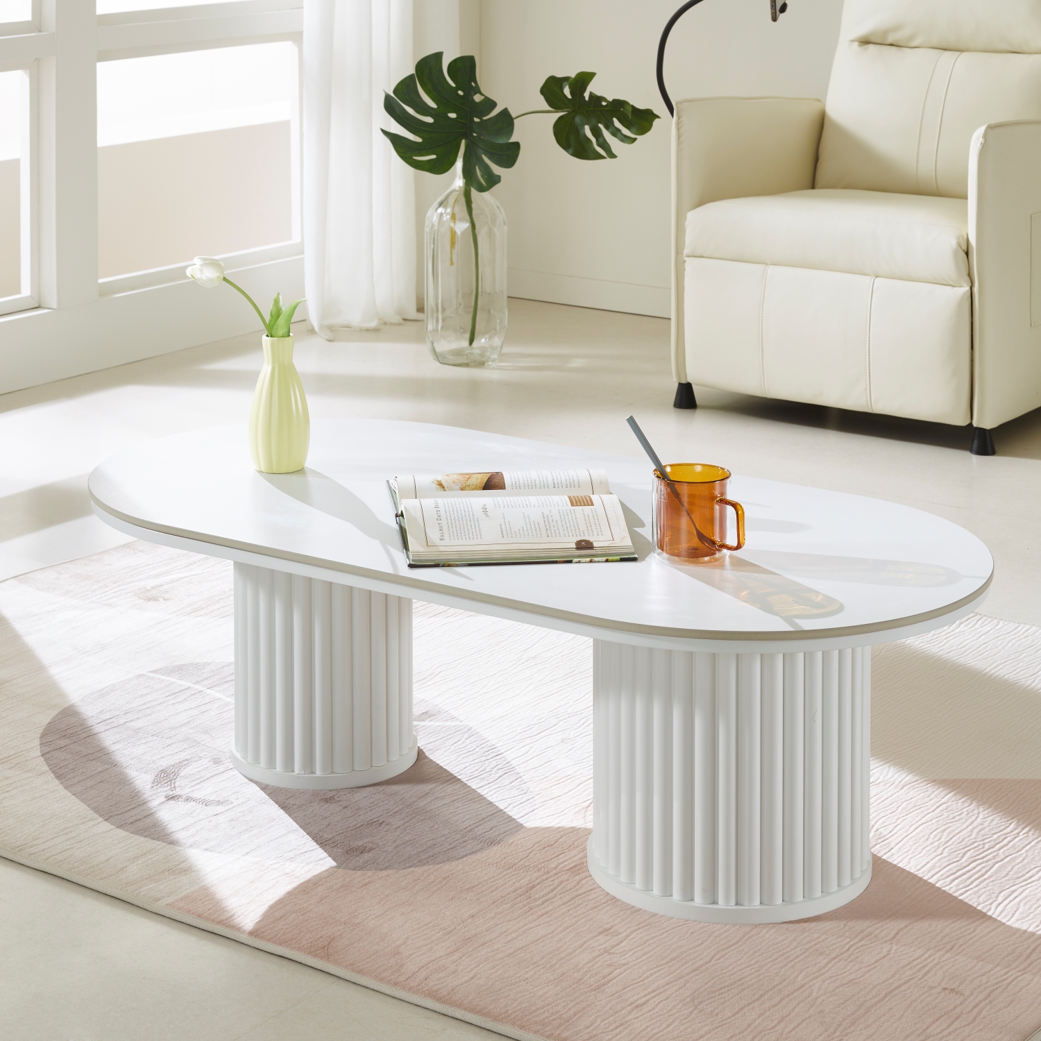 메이 포세린 세라믹 템바보드 타원형 거실테이블 소파테이블 1200