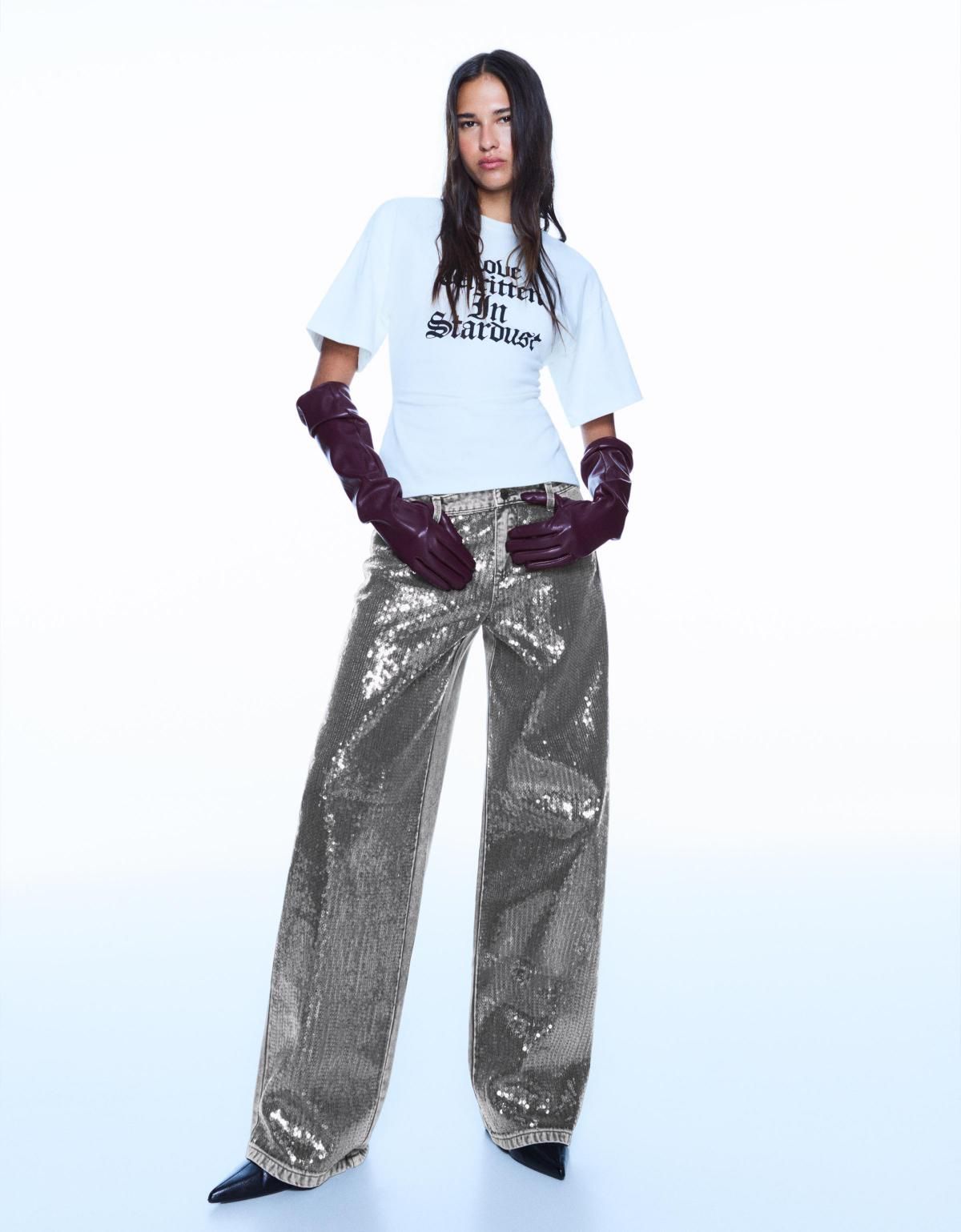 버쉬카 글리터 시퀸 와이드 배럴 팬츠 5156/335 DARK GREY - 상세 이미지 5