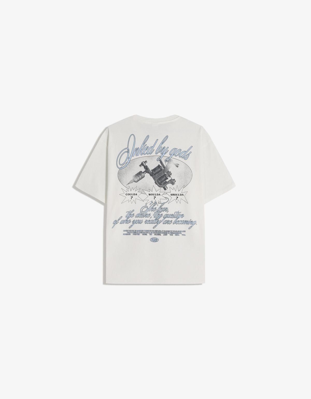 버쉬카 프린트 오버핏 반팔 티셔츠 0911/696 OFF WHITE - 상품 이미지