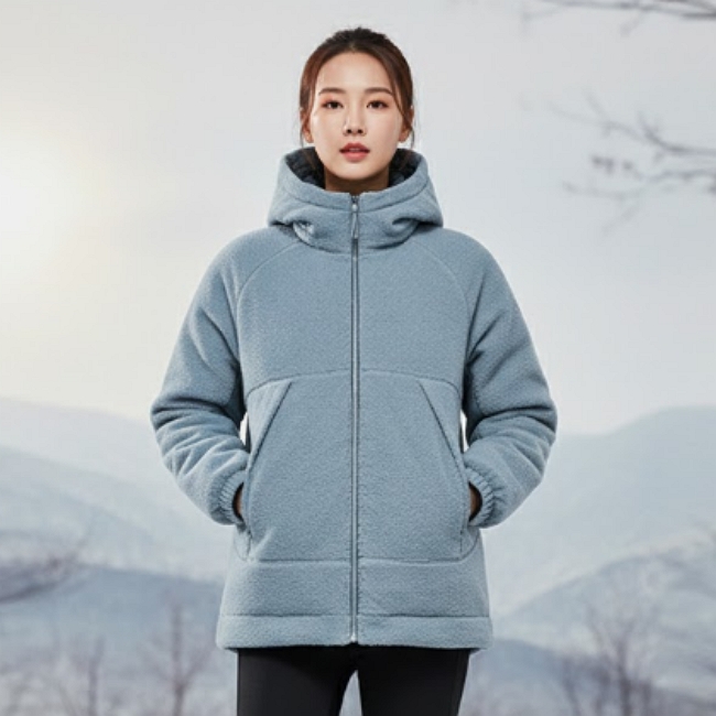 블랙야크 여자 겨울 오버핏 뽀글이 플리스 리버시블 양면 덕다운 오리털 패딩점퍼 - 상세 이미지 2