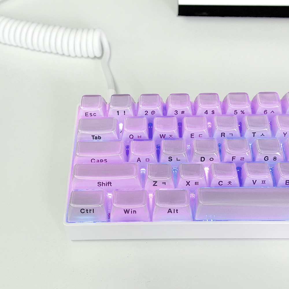 크리스탈 퍼플 한글 측각 젤리 투명 키캡 OEM PC 이중사출 기계식키보드 키캡 - 상세 이미지 5