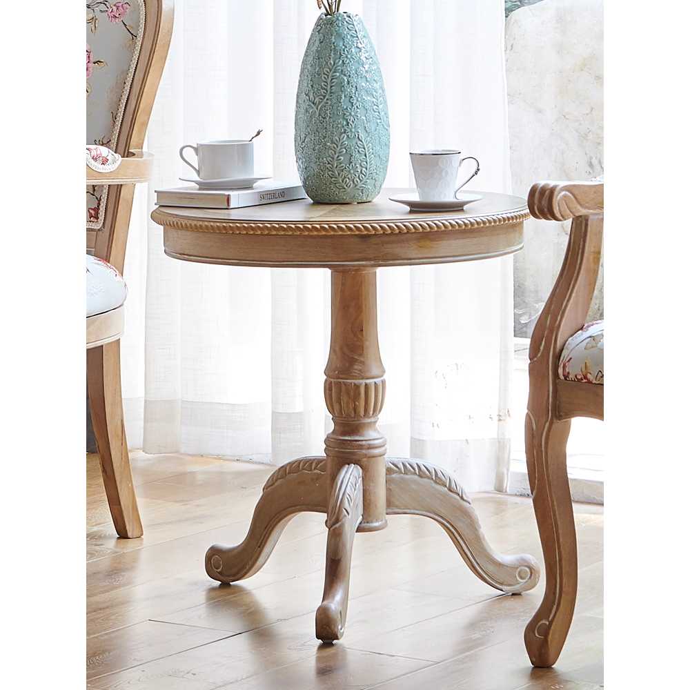 복고풍 원형 티테이블 엔틱 거실 인테리어 소가구 60cm x 72cm - 상세 이미지 3