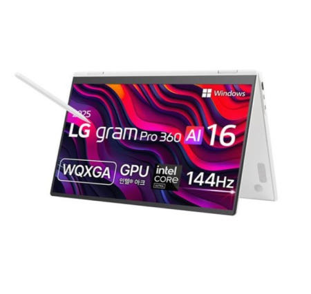 LG전자 2025 그램 Pro 360 AI 16, 애로우레이크, 에센스화이트, 256GB, 16GB, WIN11 Home, 16T90TP-GA5CK