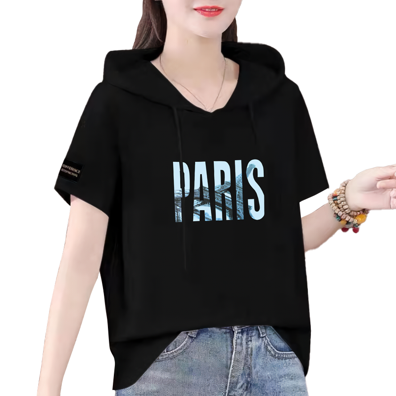 애니레터 후드 반팔티 프린팅 여름 티셔츠 - 상세 이미지 4
