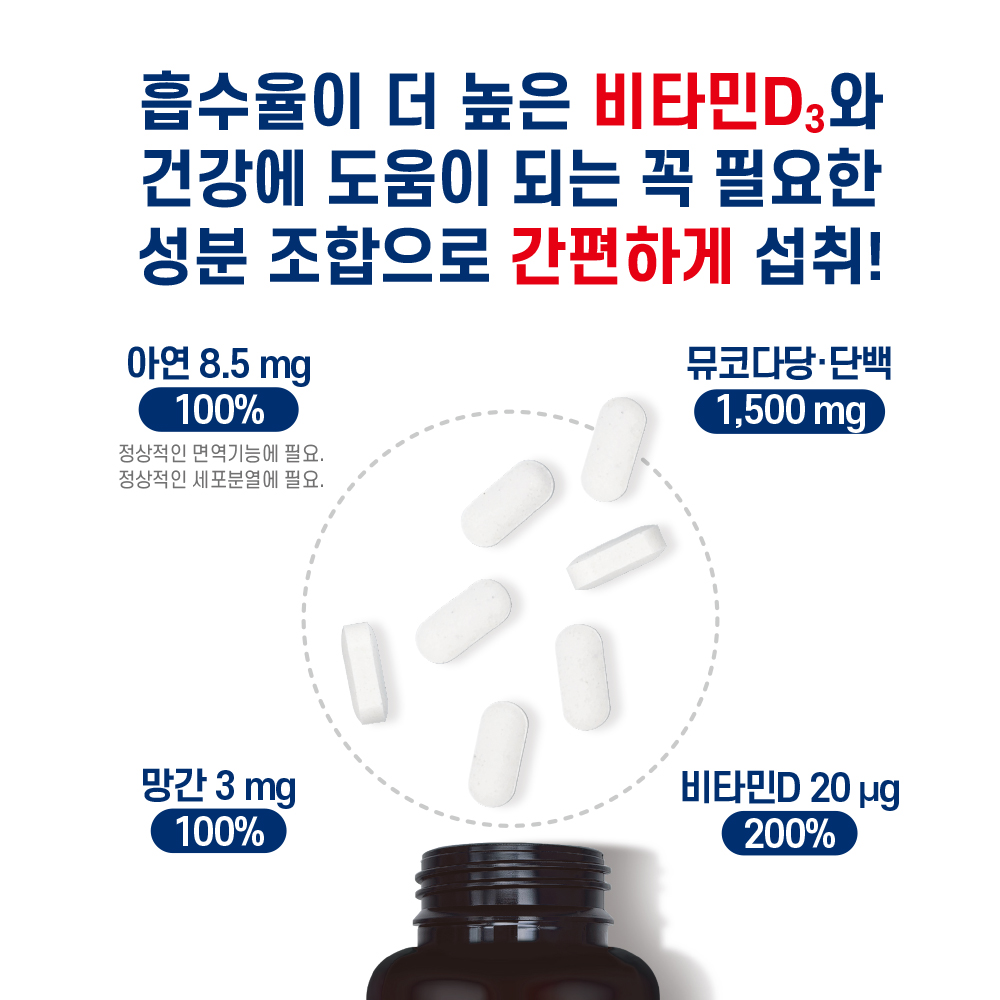 프렌즈허브 관절 연골엔 소연골 콘드로이친 뮤코다당단백 1500 60정, 1개 이미지 8