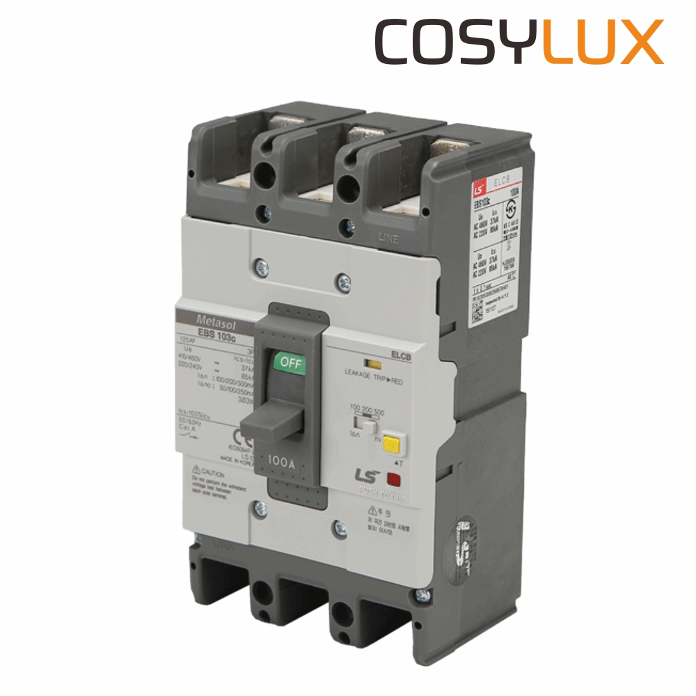 LS 산업용 ELCB 누전차단기 EBS 103C 3P 100A 85kA 분전함 LS일렉트릭 - 상세 이미지 2