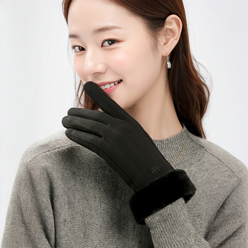 1+1 하트 터치 여성 장갑 따뜻한 털 글러브 - 상품 이미지