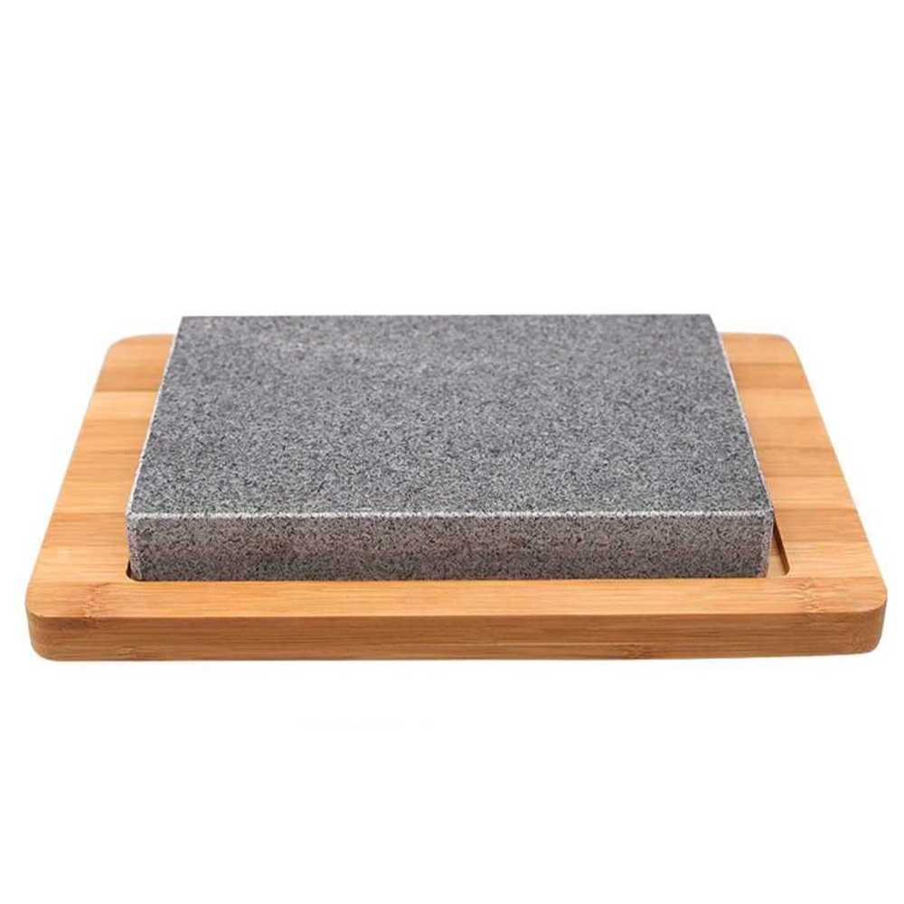 스테이크용 돌판 돌접시 구이판 주방 인덕션 구이용 21x15cm 석판+대나무판 - 상세 이미지 2