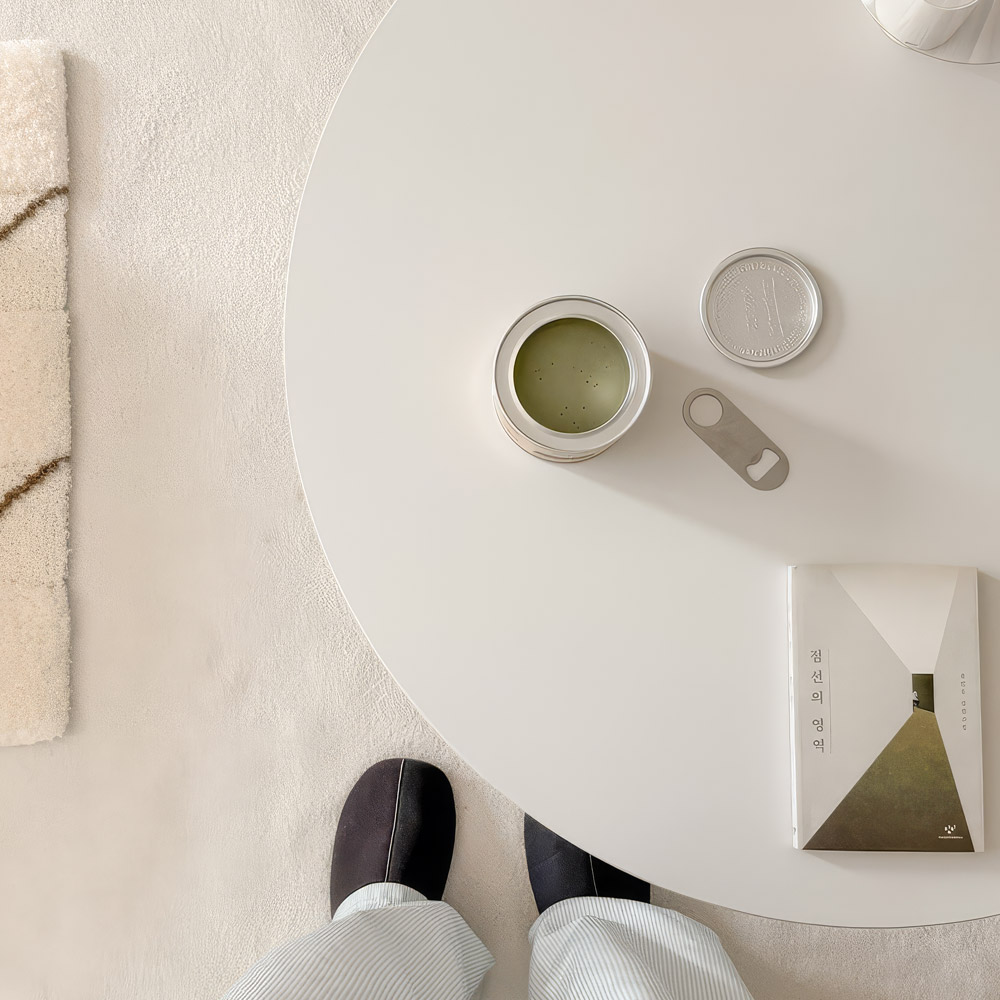 플라빈 세라믹 좌식 소파 거실 테이블 밥상 식탁 원형 크림베이지 CNM248C