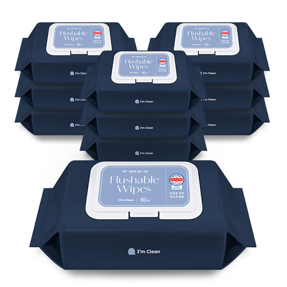 아임클린 비데물티슈 비데티슈 80매, 10개