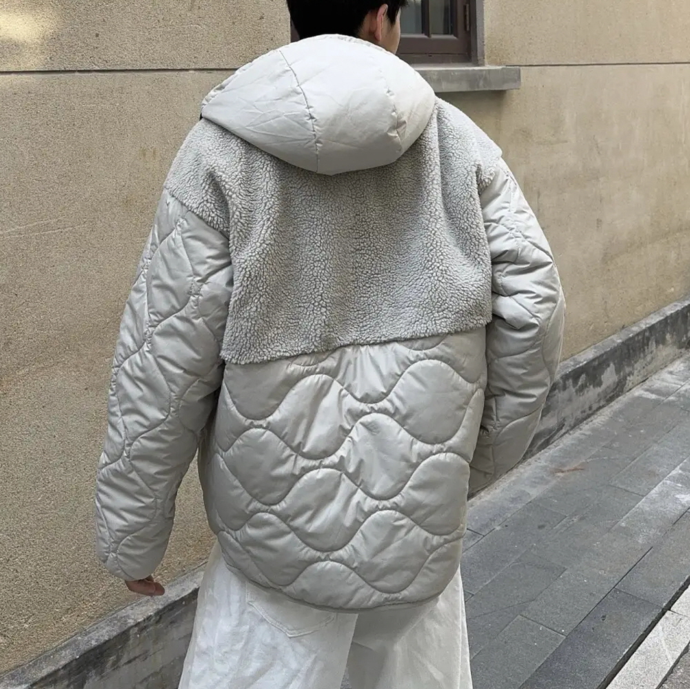 아디다스 리버시블 양면 후드집업 후리스 뽀글이 패디드 자켓 블랙 IW4038 이미지 7