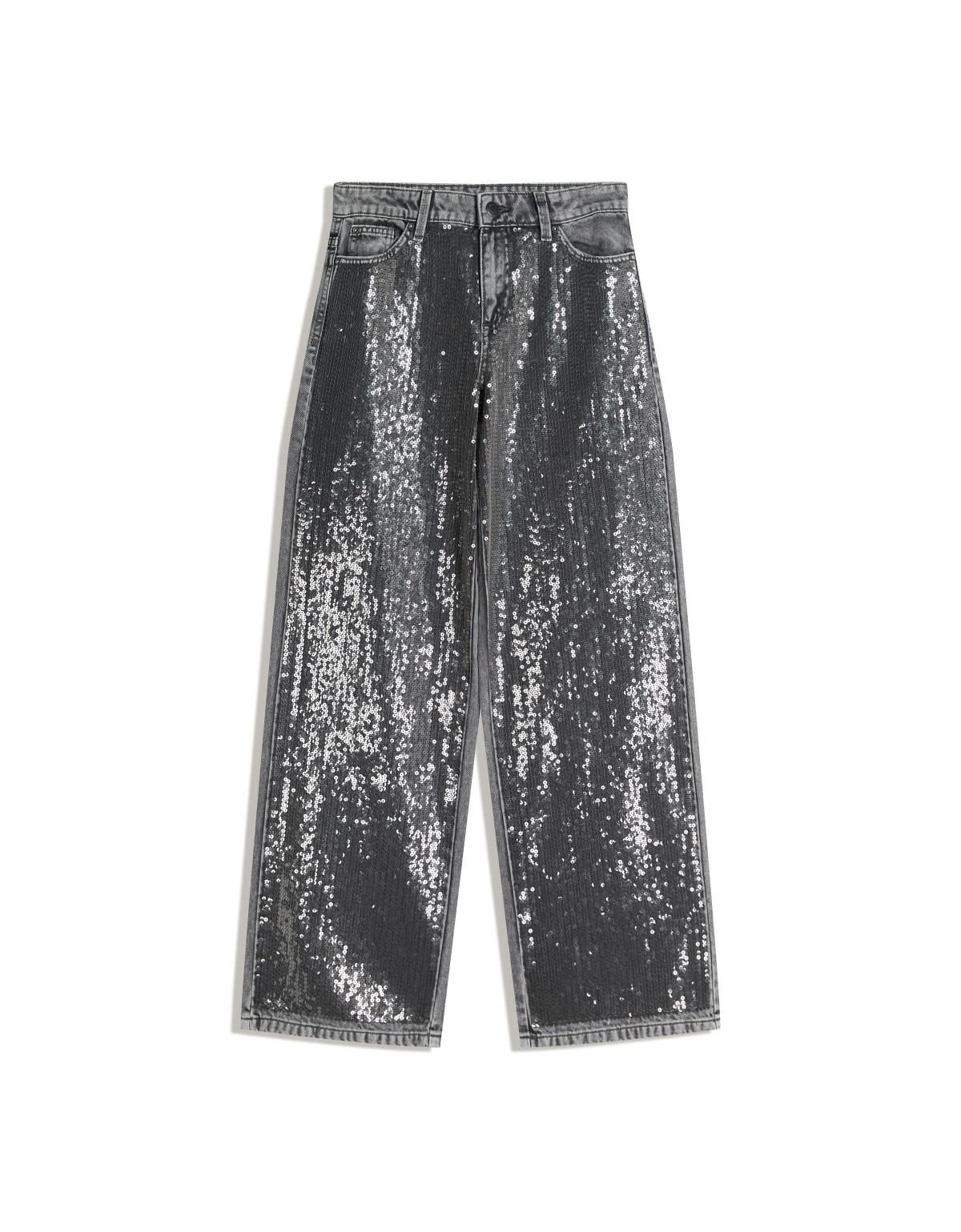 버쉬카 글리터 시퀸 와이드 배럴 팬츠 5156/335 DARK GREY - 메인 이미지