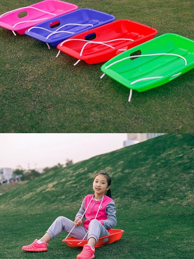 성인 겸용 두꺼운 슬라이드 보드 대형 눈썰매 매트 소형 보트 핑크 65cm 대형삽포함 - 상세 이미지 2