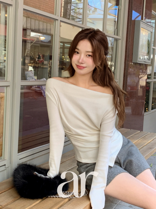 셔링 드레이프 언발 컷팅 겉기모 긴팔 티셔츠 ts4801 - 상세 이미지 2