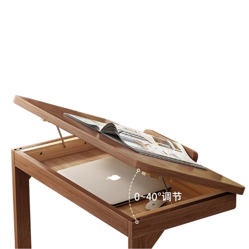 바퀴달린테이블 각도조절 원목 2단 이동식 다용도 협탁 노트북 독서대 월넛 40x40x65 - 상세 이미지 3