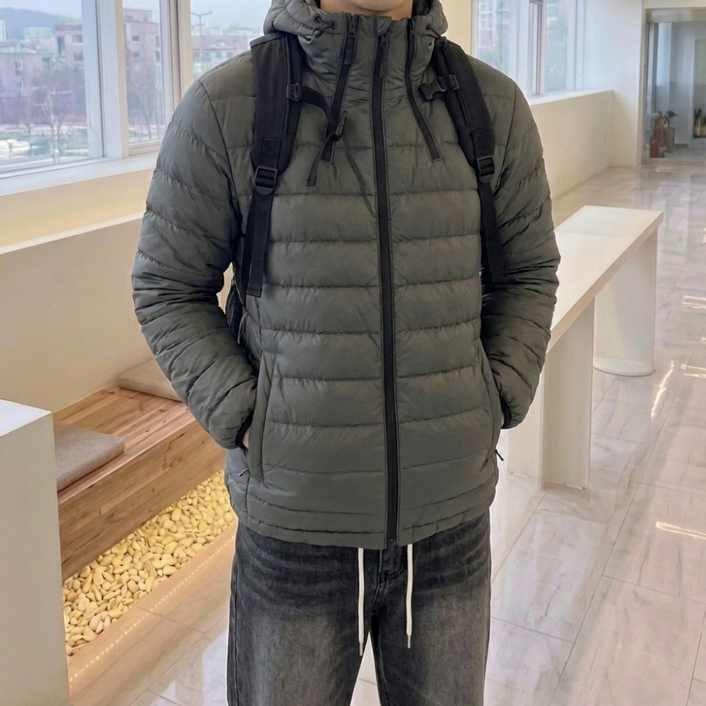 솜패딩 남자겨울외투 솜잠바 초경량점퍼 라이트패딩 - 상세 이미지 3