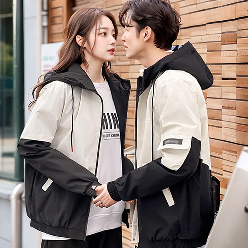 남여공용 커플 바람막이 투톤 바시티 자켓 - 상세 이미지 4