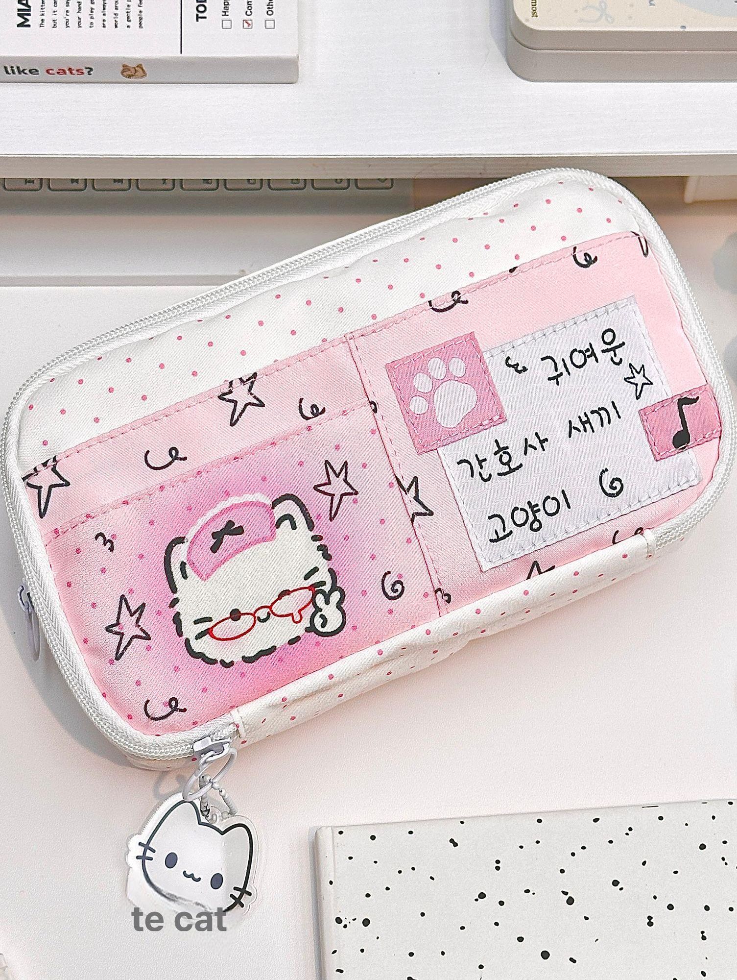 귀여운 고양이 펜슬리브 학생용 문구함 데일리 백 신학기 액세서리+A5 120페이지 - 상세 이미지 4