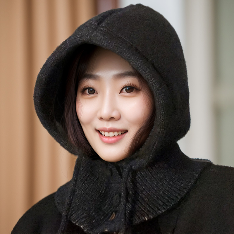 1+1 코지 후드 넥워머 겨울 니트 바라클라바 이미지 6