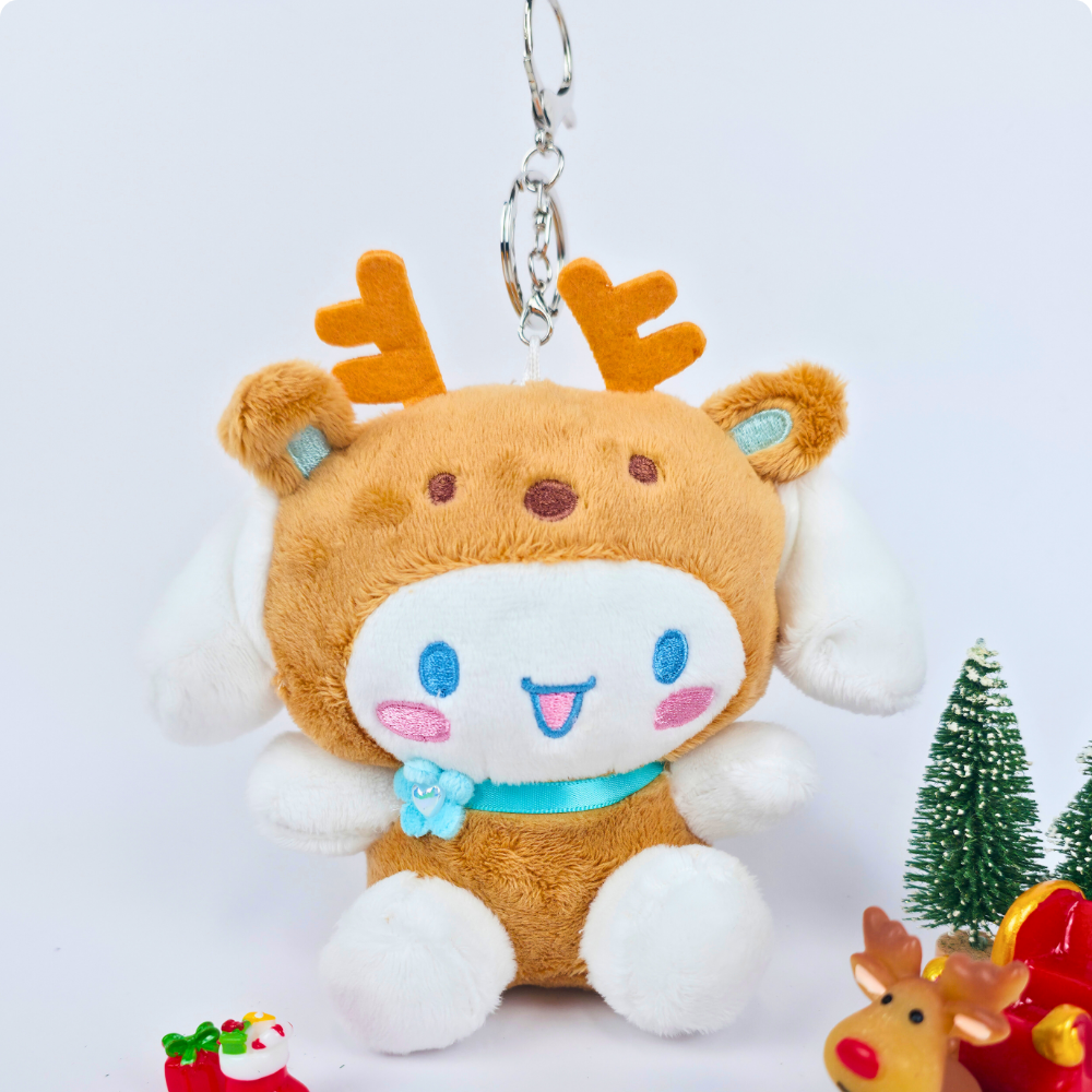 산리오 인형키링 꽃사슴 루돌프 코스튬 가방고리 헬로키티 시나모롤 포차코 성수동 팝업 키홀더 이미지 6