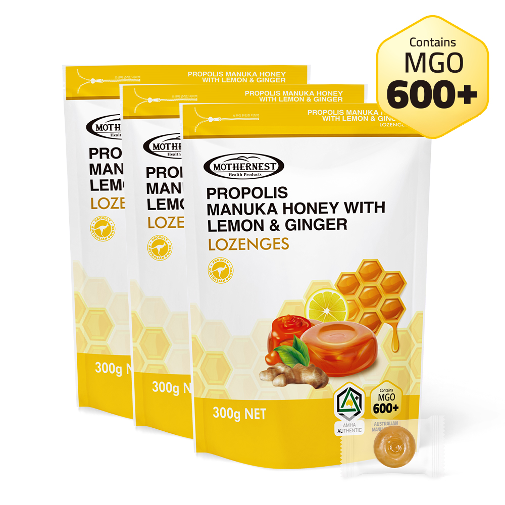 마더네스트 호주산 프로폴리스 마누카허니 레몬진저 캔디 (MGO600+) 300g, 3개 - 상세 이미지 2