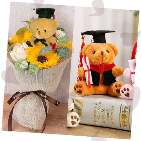 졸업식 학사모 테디베어 꽃다발 기념품 축하용품 졸업선물 곰인형 캐릭터 장식 수료식 행사용