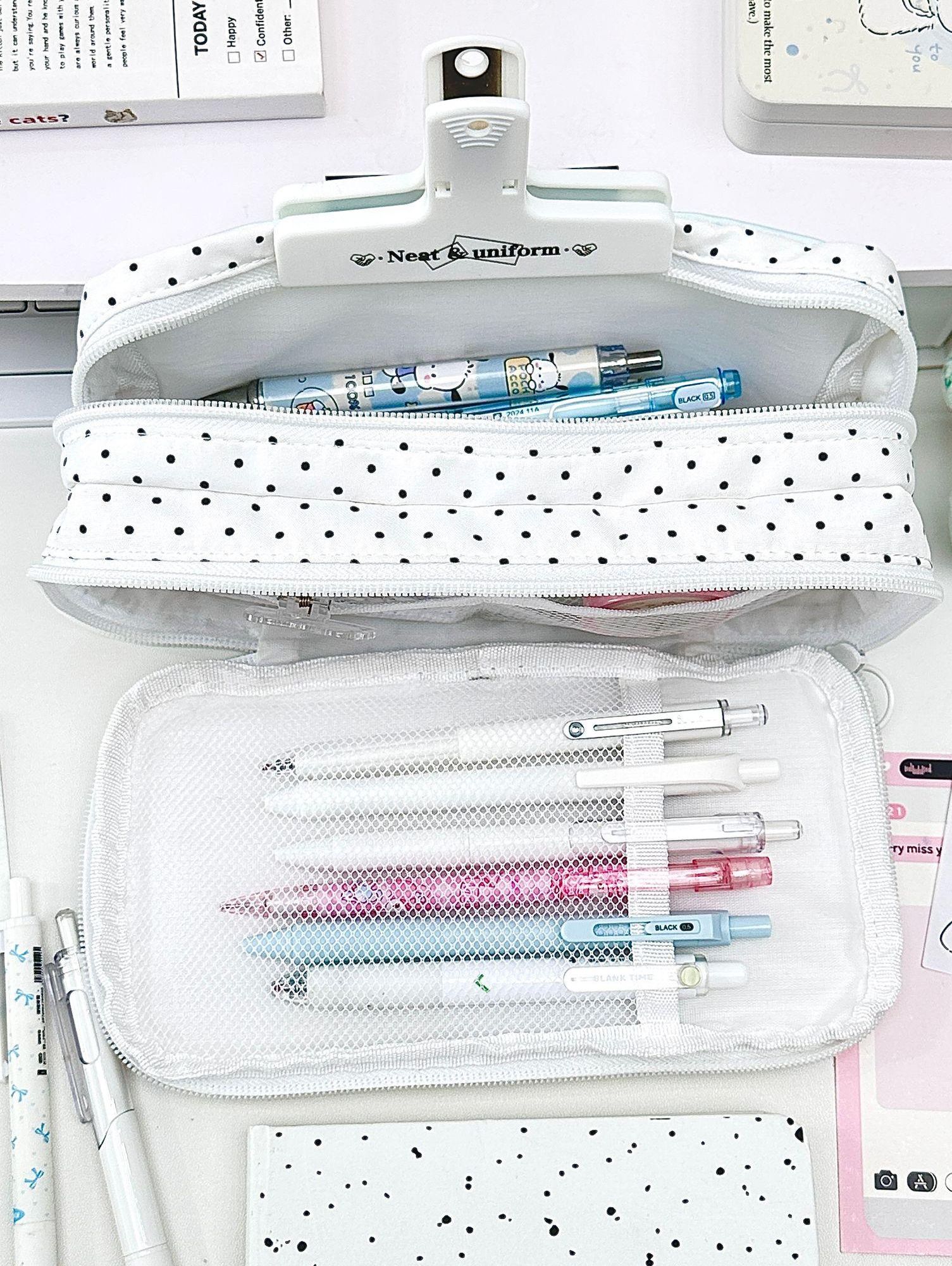 도트 고양이 학생용 파우치 인스 감성 고양이 소리 소리 5개 클립 1박스 - 상세 이미지 5