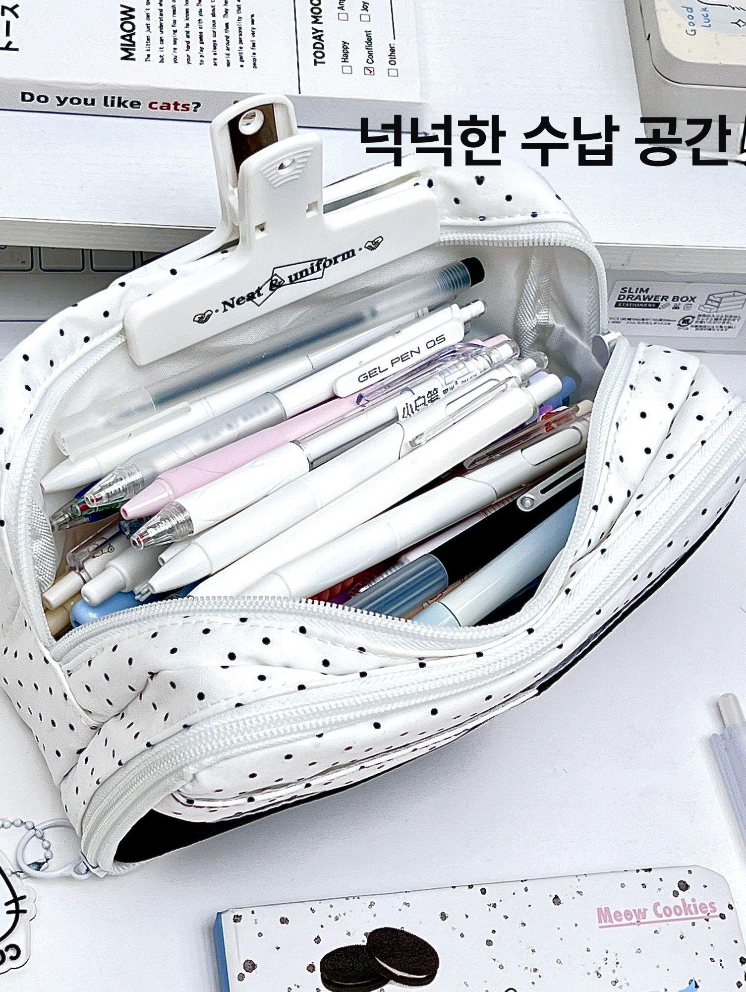도트 음악 펜 케이스 대용량 학생용 문구 박스 필통 대만족 수업표+5개 1세트+숙제 - 상세 이미지 4