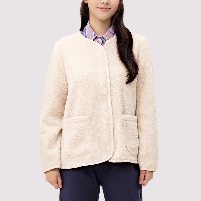 노카라 뽀글이 점퍼 플리스 양털 자켓 - 상세 이미지 2