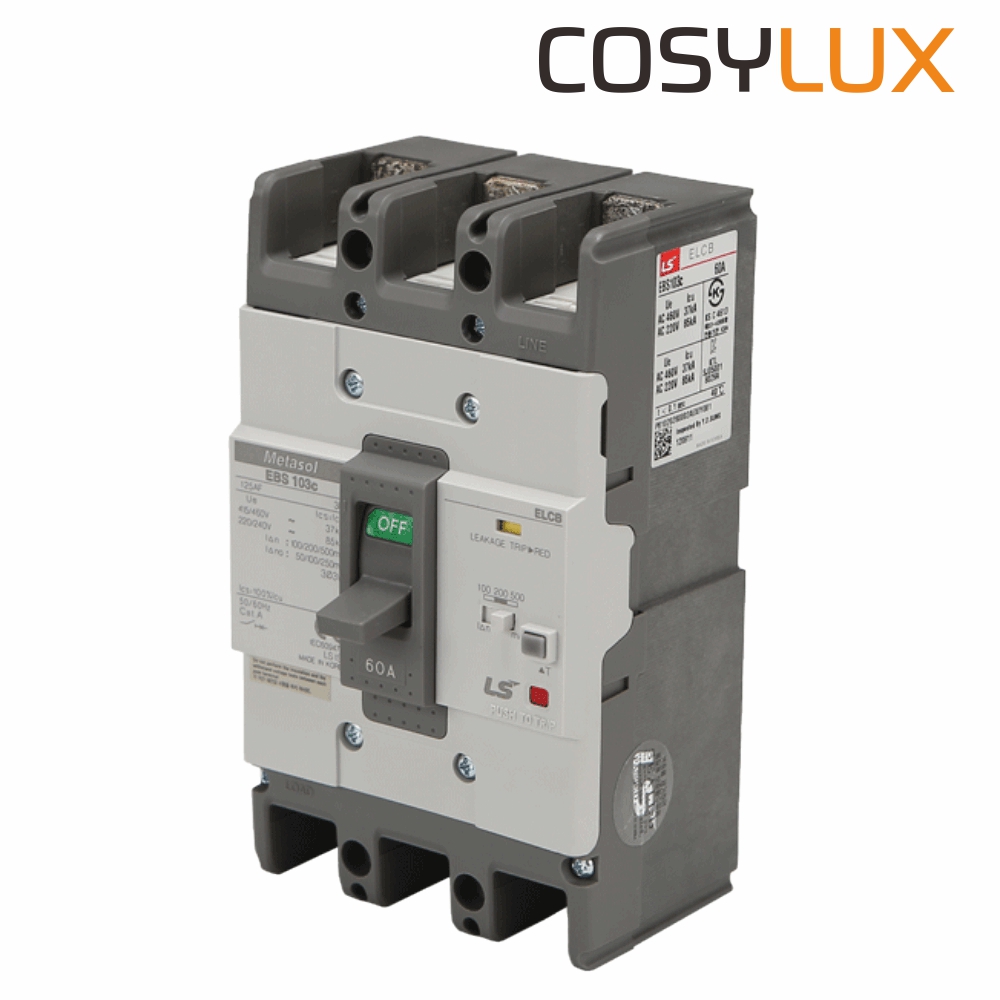 LS 산업용 ELCB 누전차단기 EBS 103C 3P 60A 85kA 분전함 LS일렉트릭 - 상세 이미지 2