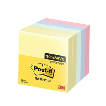 사무실 포스트 잇 알뜰팩 박스(36개입) 3M 654-5A /5개 500매