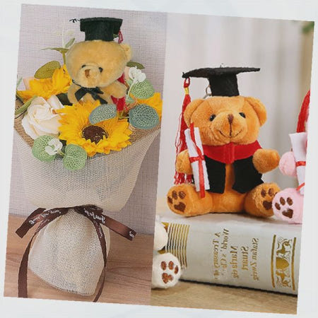 졸업 학사모 곰인형 꽃다발 세트 졸업식 기념품 축하선물 캐릭터인형 수료식 단체선물