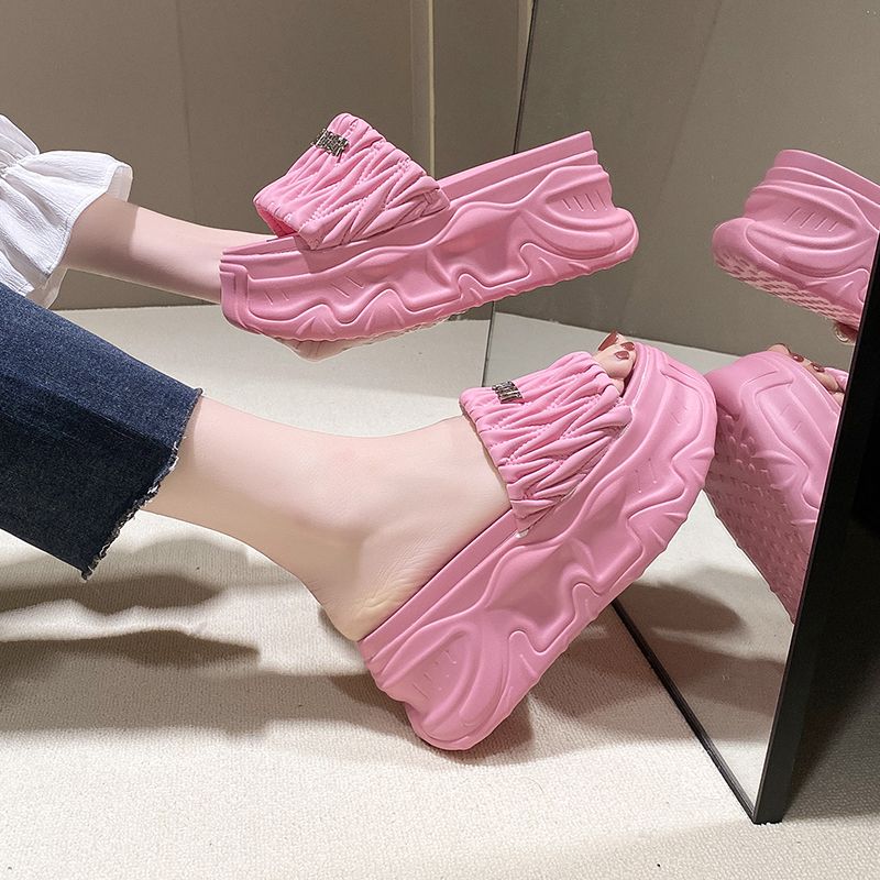 여성통굽 슬리퍼 여름8cm 키높이 플랫폼 일자슬리퍼 - 상세 이미지 3