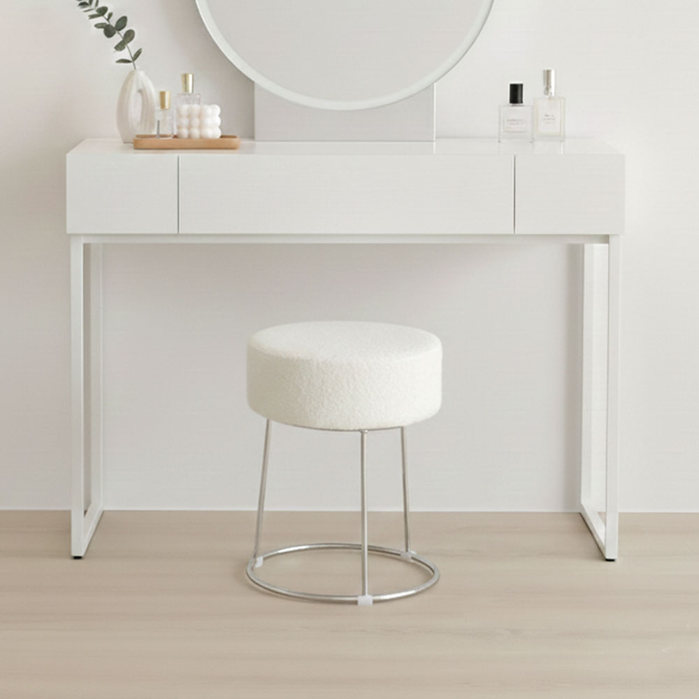 피카소 인테리어 디자인 원형 다용도 화장대 스툴의자 실버, 하운드체크