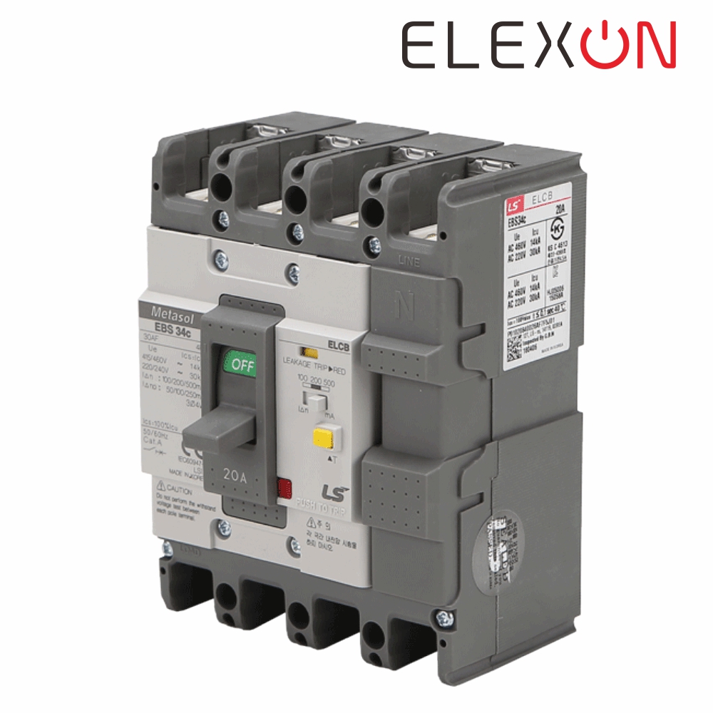 LS 산업용 ELCB 누전차단기 EBS 34C 4P 20A 30kA 분전함 LS일렉트릭 - 상세 이미지 2