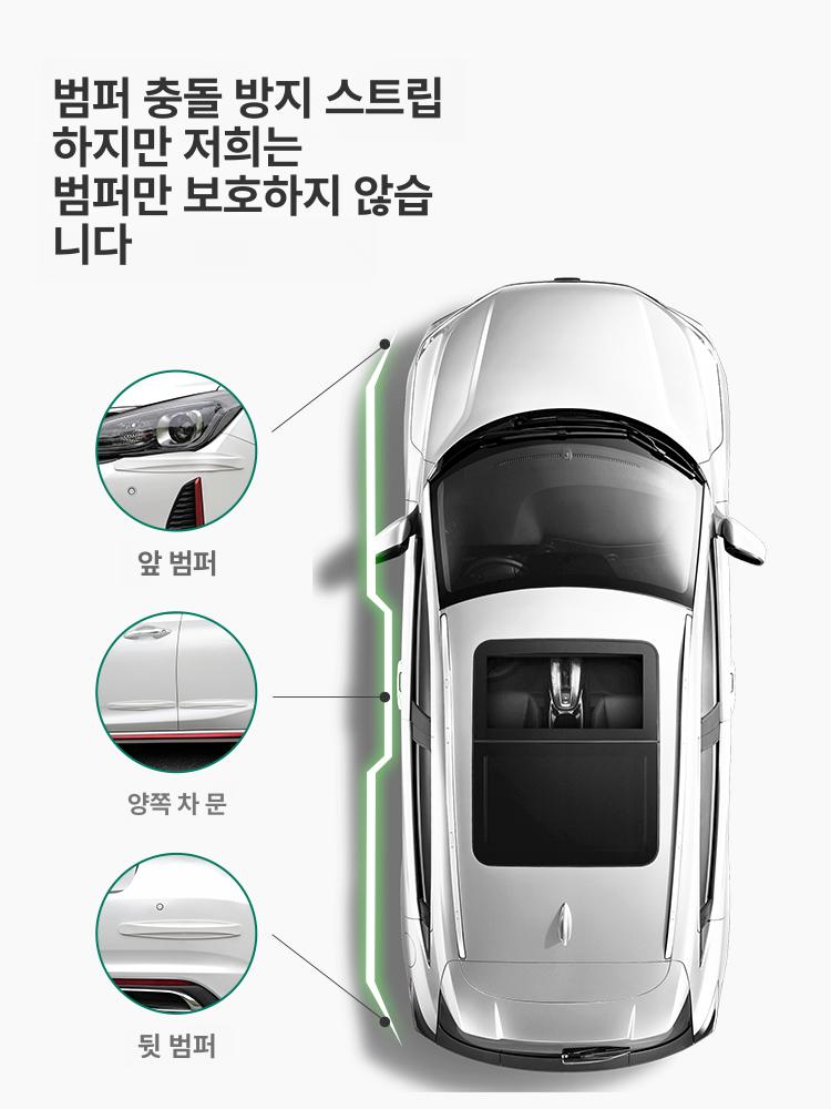 자동차 앞뒤 범퍼 도어 보호 필름 스크래치 방지 보호커버 화이트 2개 전면 후면 - 상세 이미지 5