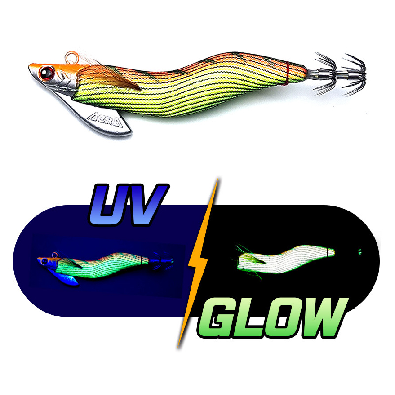 아크라 오동목 팁런 에기 3호 UV케이무라 야광틴셀 입체3D아이 01, 30g - 메인 이미지