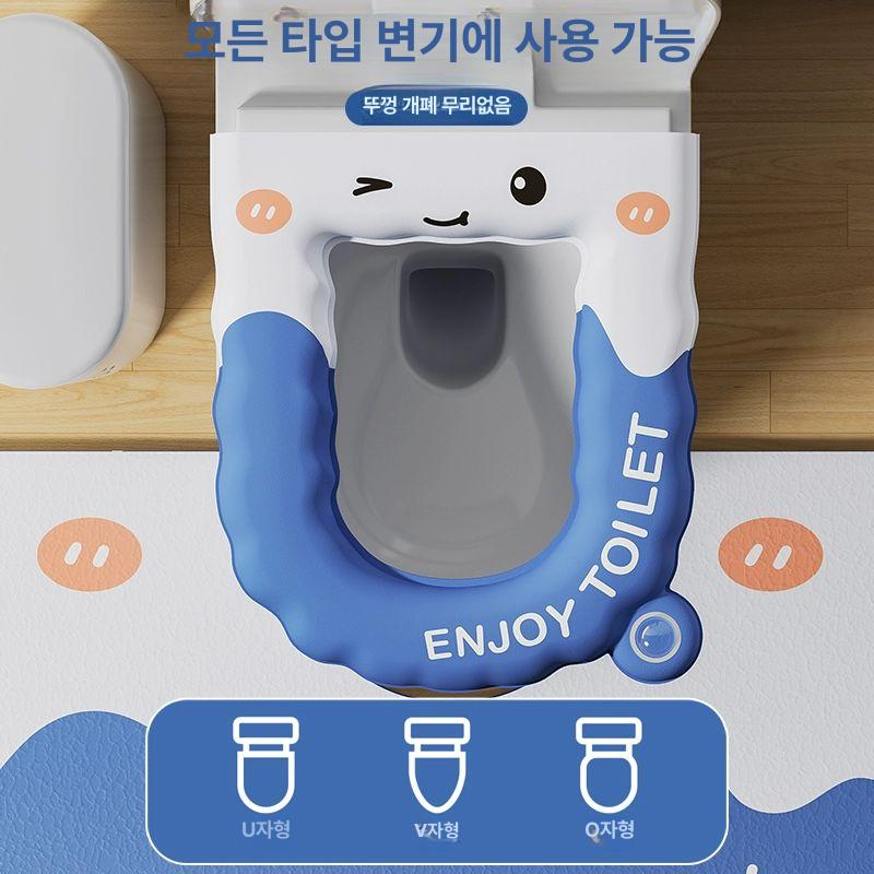 두꺼운 방수 변기 좌변기 패드 화장실용 사계절용 커버 두꺼운 오션블루 미포함 - 상세 이미지 3