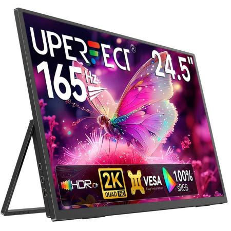 [해외]UPERFECT 24.5 165Hz 2K 벽면 장착형 컴퓨터 모니터 1440P 100% sRGB FreeSync IPS HDR 데스크탑 게임 디스플레이 노트북 미니 PC 스