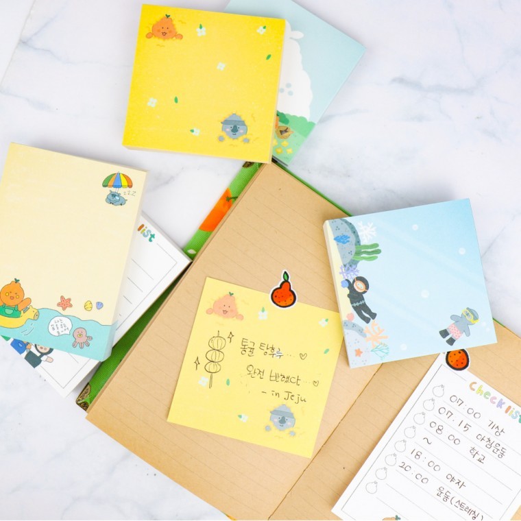 제주 탐나친구들 메모지 귀여운 캐릭터 일러스트 떡메모지 공부 포스트잇 점착 - 메인 이미지