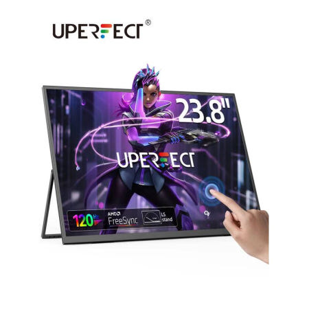 [해외]UPERFECT 23.8인치 터치스크린 대형 컴퓨터 IPS 디스플레이, 조절 스탠드 포함, 120Hz 데스크탑 모니터, Xbox 스위치 PS5 게임용 노트북 PC 휴대폰 보