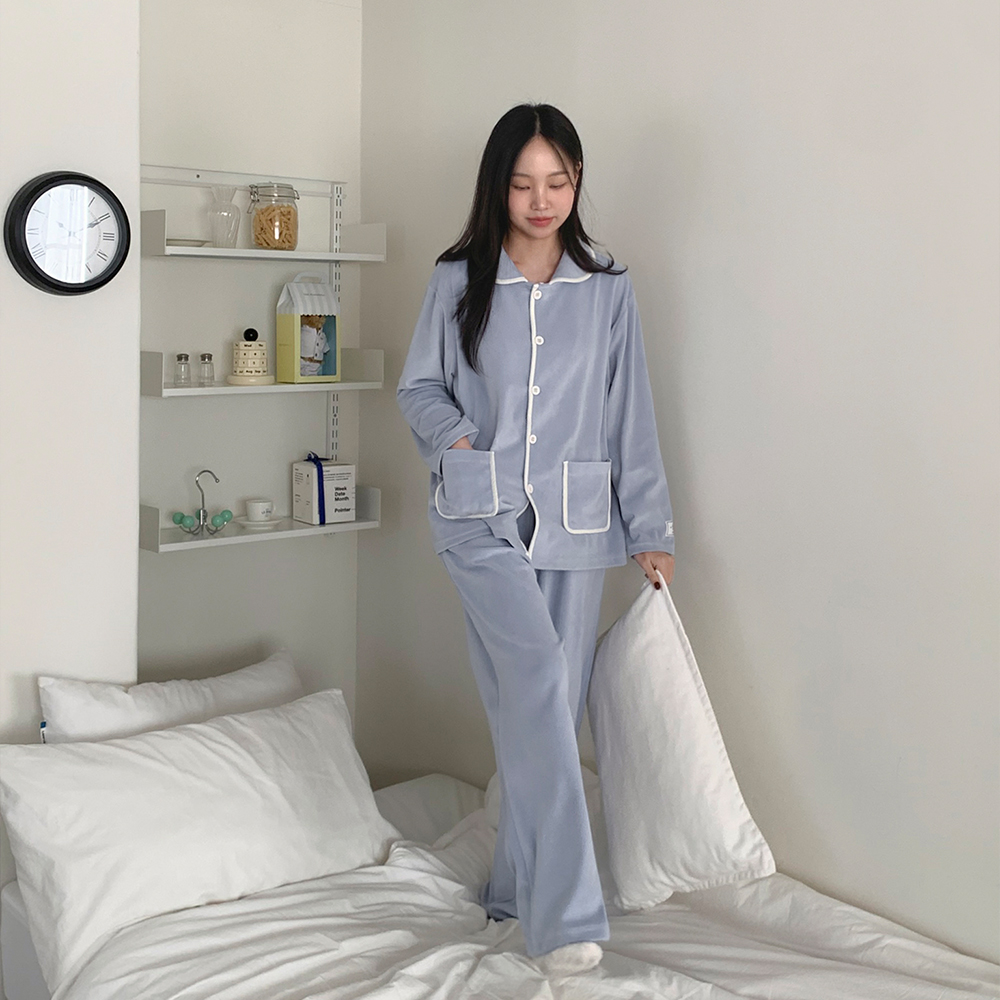 허그 웜모어 긴팔 기모 커플파자마 크리스마스 남녀공용 잠옷세트 - 상세 이미지 3