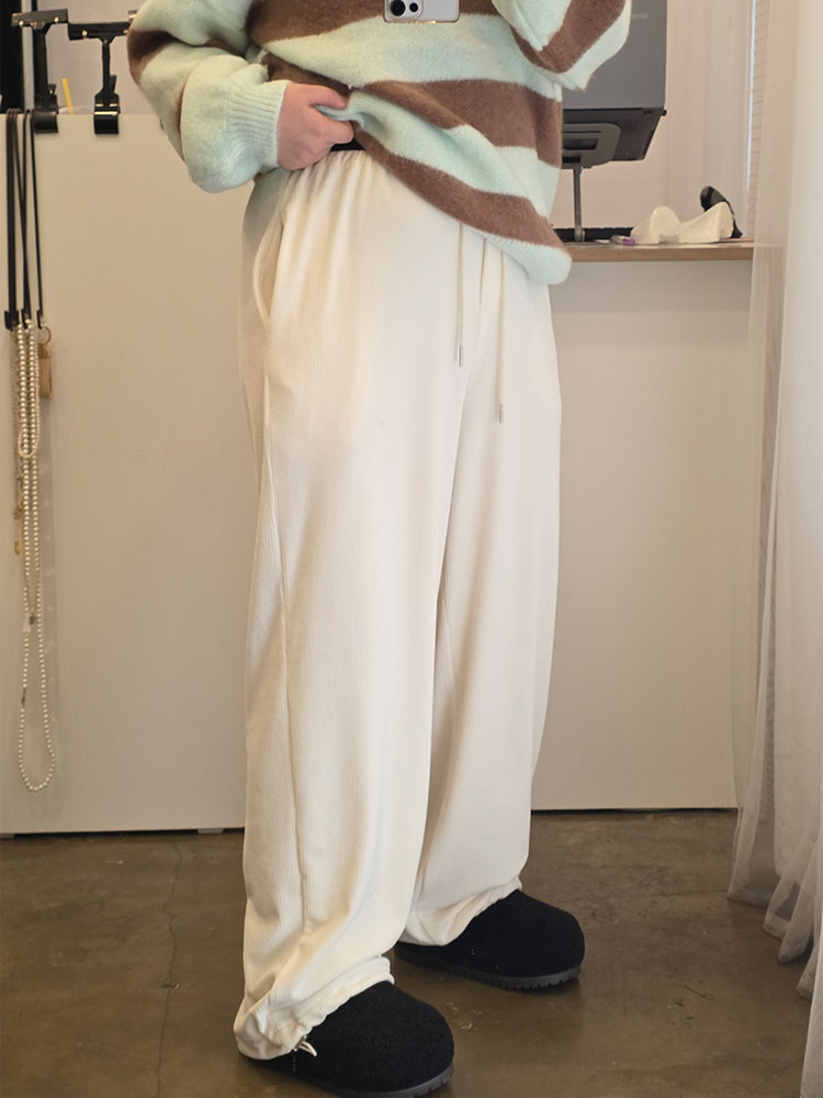 여자 벨벳 밍크안감 밴딩바지 와이드팬츠 - 상세 이미지 2