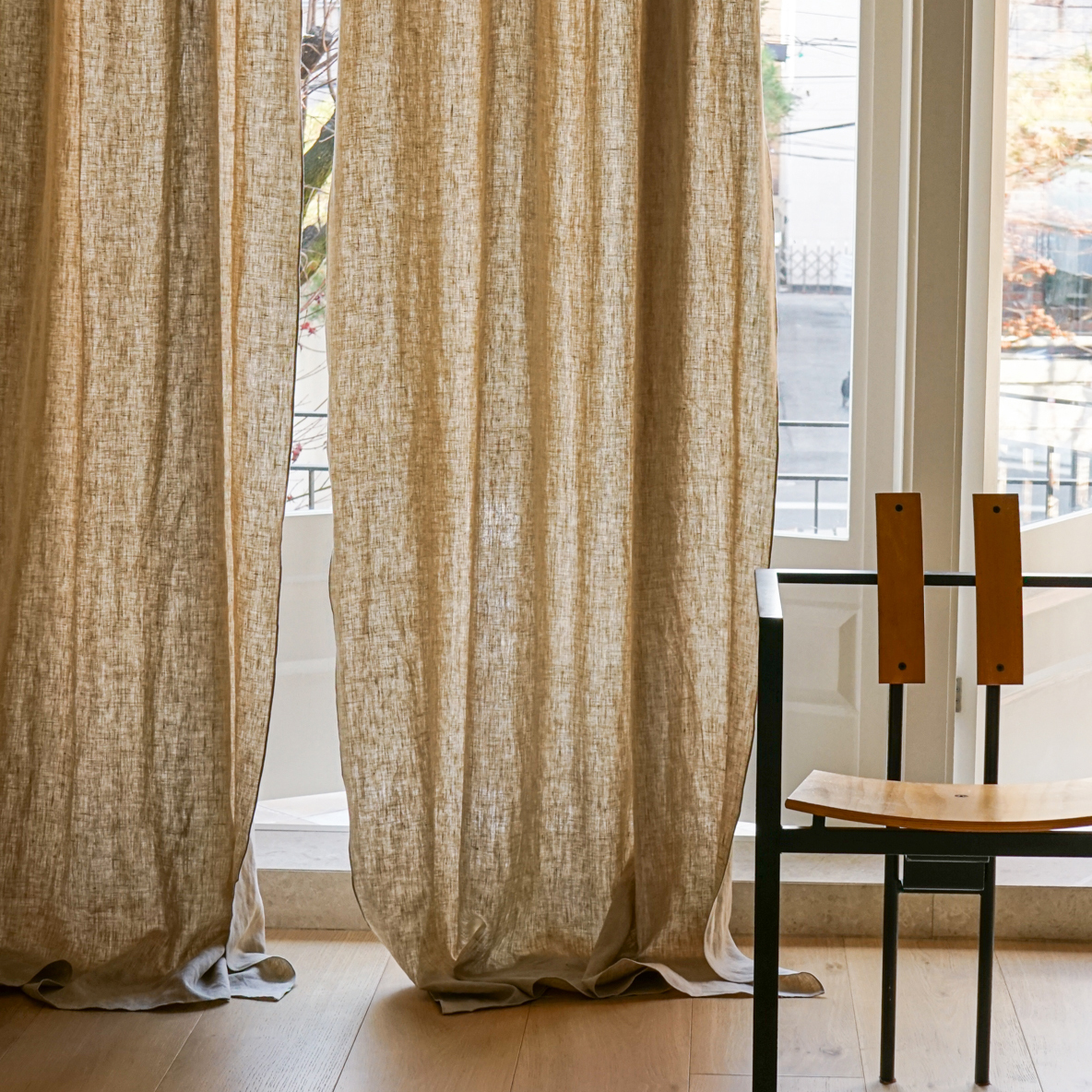 오가니크라프트 드레이프 맞춤 린넨 커튼 도톰한 두께 프라이빗 내추럴베이지, 140x240cm