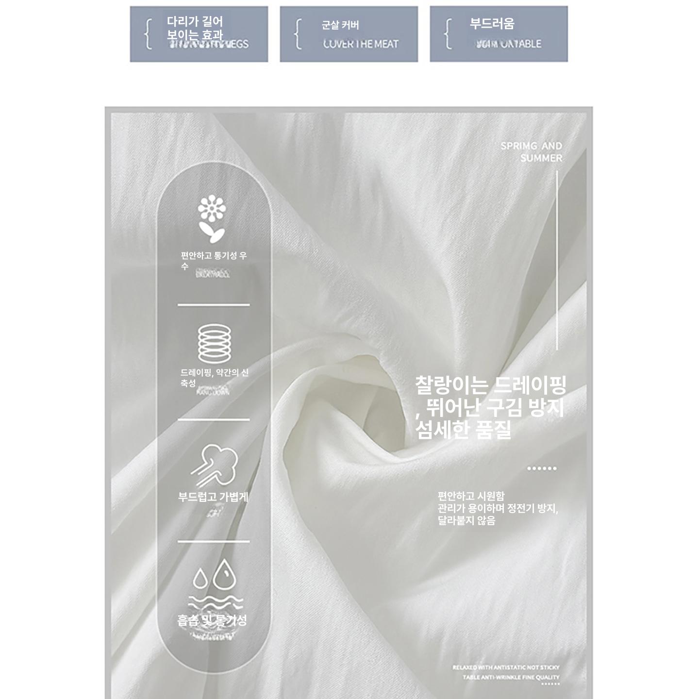 여성 여름 하이웨스트 와이드 팬츠 스 얇은 캐주얼 블룸 - 상세 이미지 5