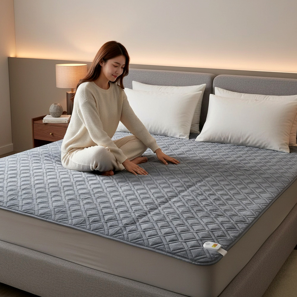 3H 한일온열기 킹분리난방 탄소매트 그래핀 전기매트 온열매트 전기장판 카본 2인용 160x195 그레이