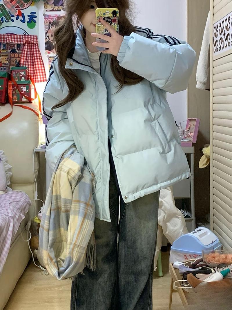 여성 겨울 삼선 패딩 자켓 두꺼운 숏 따뜻한 보온 외투 - 상세 이미지 3