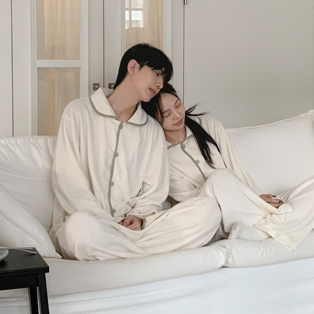 허그 웜모어 긴팔 기모 커플파자마 크리스마스 남녀공용 잠옷세트 - 상세 이미지 2