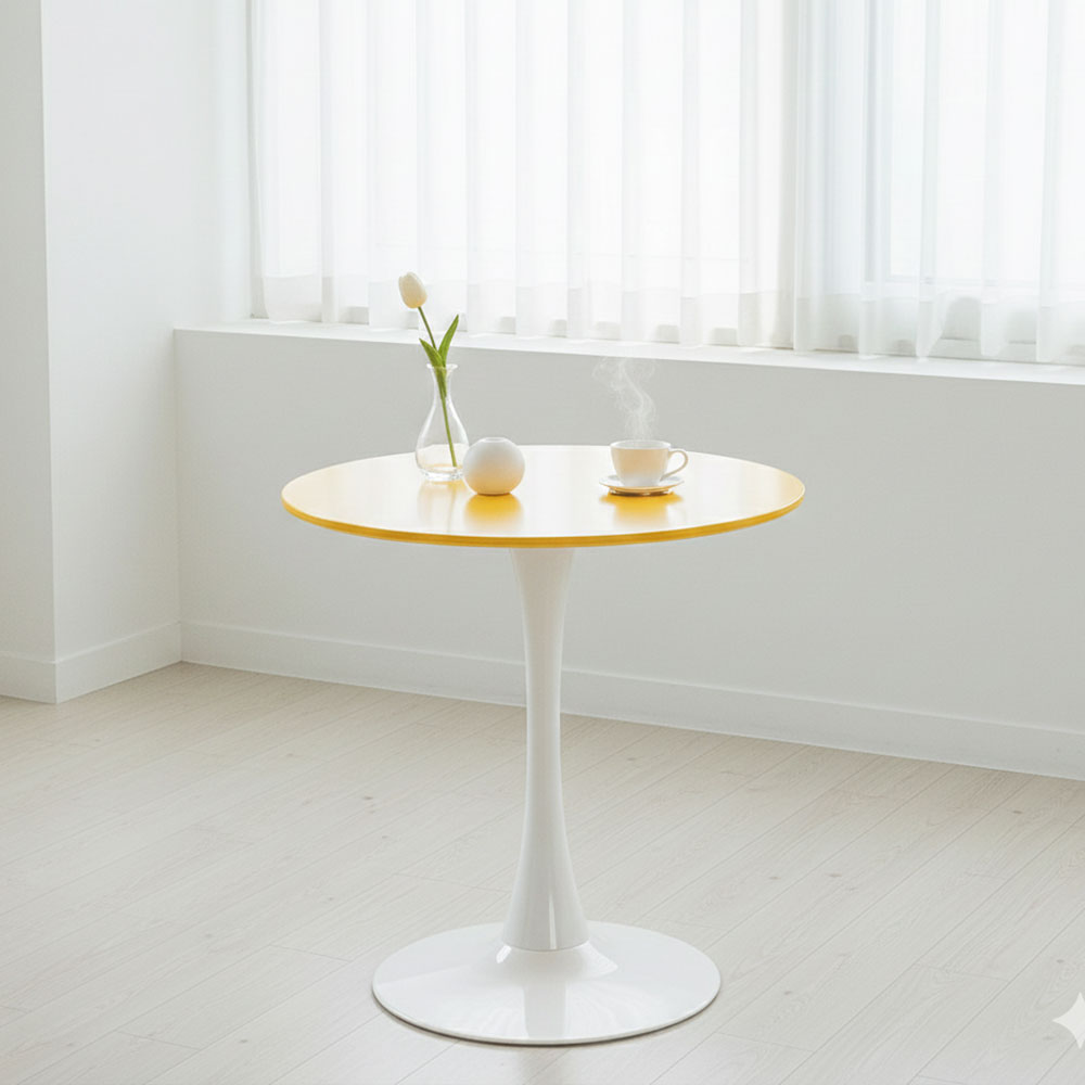 뉴 플로윙 원형테이블 화이트 옐로우엣지 카페 식탁 테이블 600