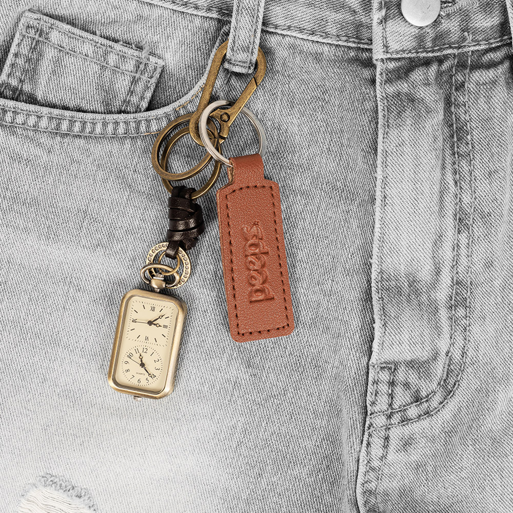 PEEPS Dual Time Vintage Keyring(Brown) 가방 바지 시계키링